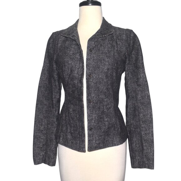 Vintage 90s Kenzo Jeans Herringbone Cotton Denim Jacket Blazer Italy 36 XS S - Picture 2 of 13